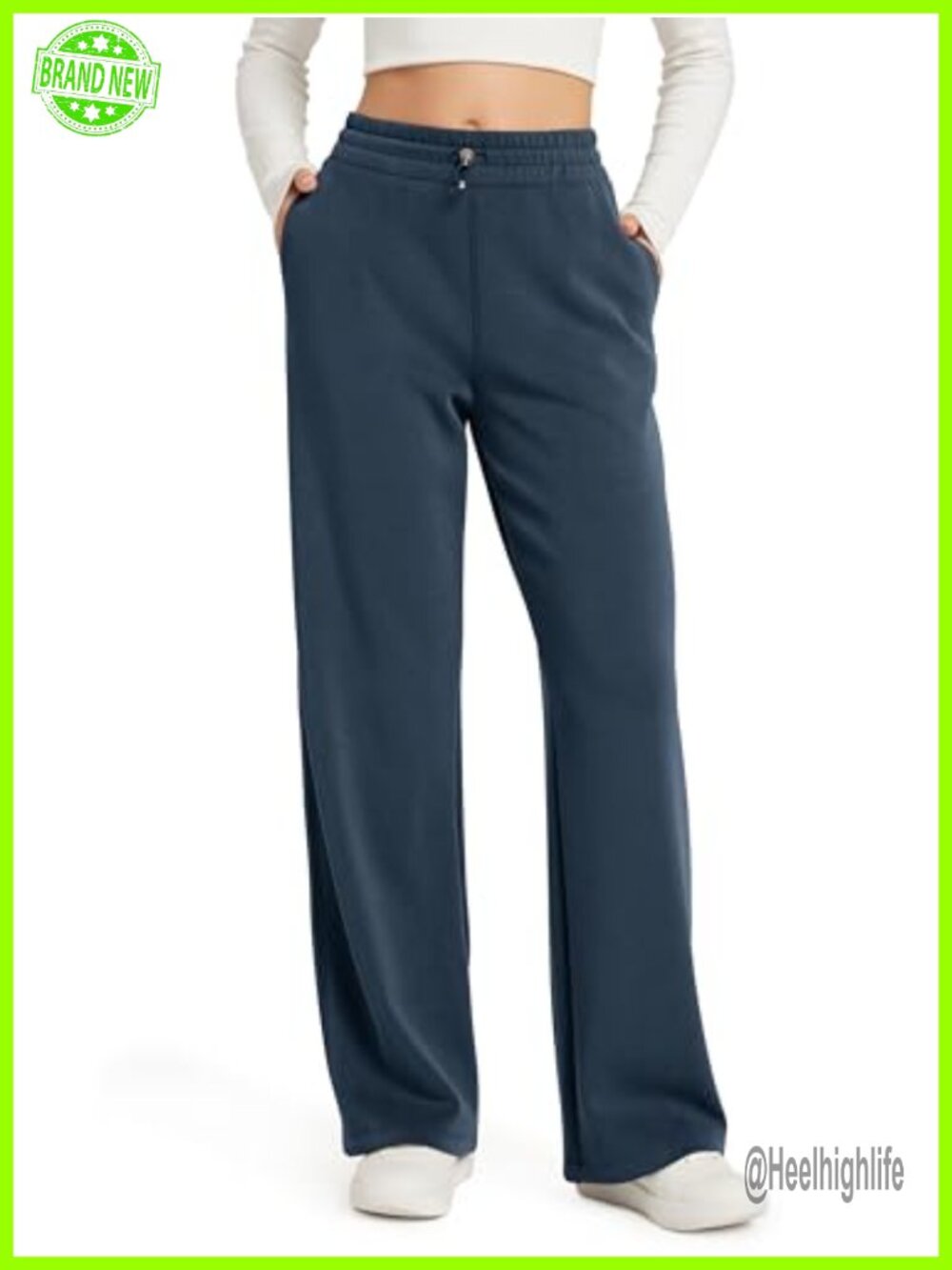 Modal Soft Wide Leg Pants with Pockets Adjustable Shockcord High Waist Casual